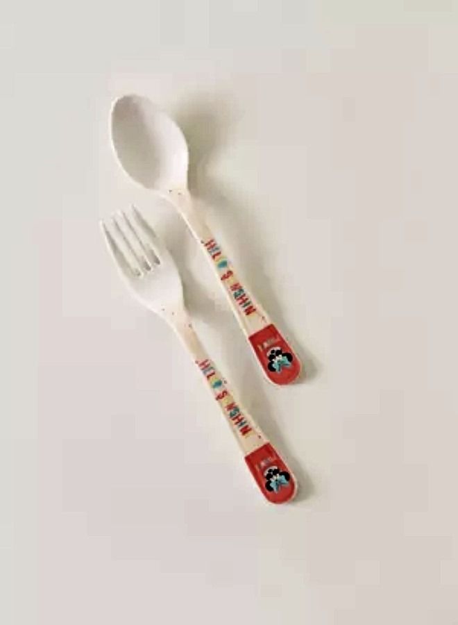 Disney Baby Minnie Mouse Print Spoon And Fork Set